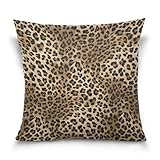 Linomo Kissenbezug 40x40 cm, Leopard Druck Dekorative Kissenbezug Kissenhülle für Couch Sofa Bett H