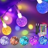 60 LED Lichterkette Außen Strom, Erweiterbar Bunt Globe Lichterkette Innen, 10M 16 Farben Kristall Kugeln Farbwechsel Lichterkettten, Deko für Halloween Kinderzimmer Mädchen Schlafzimmer Balk