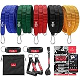 Resistance Bands Widerstandsband Set Textil mit Trainings-eBook - Expander Tubes Bänder Band Stoff Fitnessbänder - Widerstandsbandset: 5 Widerstandsbänder Griffe Türanker Fußschlaufen Fitnessb