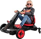 Actionbikes Motors Kinder Elektro Kart Driftscooter Axxis - 20 km/h - 2 x 550 Watt Elektromotor - 12 Volt 7 Ah Batterie - LED-Driftrollen hinten - Drift Trike (Schwarz)