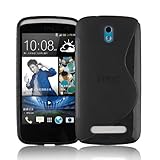 Cadorabo Hülle für HTC Desire 500 in Oxid SCHWARZ – Handyhülle aus flexiblem TPU Silikon – Silikonhülle Schutzhülle Ultra Slim Soft Back Cover Case Bump