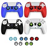 4er-Pack Silikonhülle für PS5 DualSense Wireless Controller Anti-Rutsch-Abdeckung Haut mit 10 Daumengriffkapp