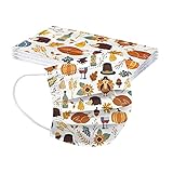 TT- 10 Stück Erwachsene Thanksgiving Mundschutz Masken Bunt,3-lagig Masken Atmungsaktiv Einwegschutz Ernte Herbst Ahorn Motiv Einweg-Mouth-Cover Gesichtsschutz Bandana Halstuch Schals (C, OneSize)