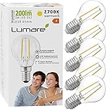 Lumare LED Filament Lampe Energiesparlampe E14 G45 5er Set LED Birne 2 Watt 200 Lumen Leuchtmittel ersetzt 40 Watt Glühbirne warmweiss 2700K Abstrahlwinkel 200° Trop