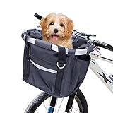 Fahrradkorb Vorne Abnehmbarer Mehrzweck-Korb Fahrrad Vorn Fahrrad Lenker Korb für Haustiere Easy Install Abnehmbare Lenkerkorb Tasche für Kleiner-Hund-Einkaufen-Picknick,Shopping, Pendler, Camping