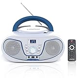 LONPOO DAB Radio mit CD Player Tragbar Boombox, Bluetooth/DAB & UKW Radio/USB Eingang/AUX-IN, 2 x 2Watt RMS Stereoanlage, AC/DC Support (mit Fernbedienung)