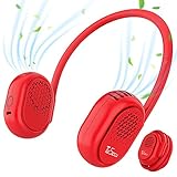 TESECU USB-Ventilator, Taschenventilator, tragbar, wiederaufladbar, ohne Blätter, verstellbar mit 3 Geschwindigkeitsstufen für Innen- und Außenbereich (rot)