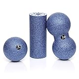 BODYMATE Faszien Mini-Set Grau-Blau - Mini-Faszien-Rolle L15xD6cm, Ball D8cm und Duo-Ball D8cm im S