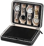 wangYUEQ Aufbewahrungsbox-Schwarze Reißverschluss-Bit-Uhren-Tasche hochwertig Pu.Leder-Schmuck-Speicher-Verpackungsbox