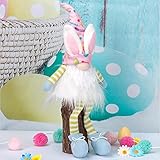 AmazingDays Ostern Deko Wichtel Frühling Lange Beine Osterdeko Gnom Mit Licht Wichtel Sitzung Gesichtslose Puppe Zwerg Plüsch Wichtel Frühling Ostern Geschenke Kinder 1p