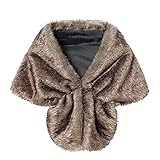 yiouyisheng Kunstpelz Schal Stola Bolero Damen Für Frauen Hochzeit Abend Braut Brautschal Brautstola Shawls Damen Kunstpelz einfarbig Schalschal Poncho Scarf Shaw