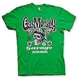 Gas Monkey Garage Officially Licensed - Custom Motors Skull T-Shirt GMG Trikot T Shirt offiziell lizenziert (Grün, X-Large)