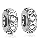 Lovans 2 PCS 925 Sterling Silber Gummi Spacer Stopper für Pandora Armbänder … (Silver Heart)