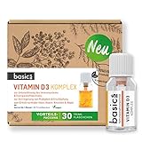 basics Vitamin D3 Komplex Monatskur, zur Unterstützung des Immunsystems, Holunderbeere, 30 x 10