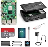 Raspberry Pi 4, Raspberry Pi 4 Model B 4 GB Ultimatives Kit mit 64GB Class10 Micro SD-Karte, 5V 3, 0A USB-C EIN/Aus-Schaltnetzteil, 3 Premium Kupfer Kühlkörper und Micro HDMI-Kabel, Premium G