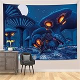 YYRAIN Nordic Bedrucktes Polyester Blauer Pilz Wandteppich Home Wanddekoration Wandbehang Bankett Hintergrund Gemälde Multifunktionales Strandtuch 91x59 Inch[230x150cm]