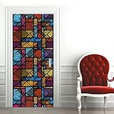 A.Monamour Türtapete Selbstklebend Türfolie Türposter 3D Mosaik Kunst Muster Aus Rechtecken Verschiedener Kacheltexturen Vinyl Folie Türdeko Tapete Wandbild Türaufkleber Türtattoo 85 x 200