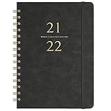 2021-2022 Tagebuch - Wöchentliches und monatliches Tagebuch mit monatlichen Registerkarten, 6,3 'x 8,4', Juli 2021 - Juni 2022, 12 Monate glattes Kunstleder und flexibler Bezug mit weißem Pap