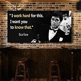 adgkitb canvas WANGART Leinwand Malerei Scarface Zitate Poster Außergewöhnliche Wandkunst Druck Tony Montana Porträt Wandbild für Wohnzimmer 60x120