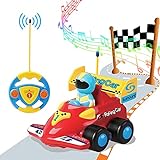 PowerLead Ferngesteuertes Auto Kindergeschenk, Verngesteuertes Auto mit Musik RC Cartoon, Autos mit Fernbedienung für Kleinkinder und Kinder Spielzeugauto für Kinder von 3-8 Jahren Geeig