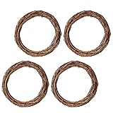 SOIMISS Rattan Kranz Rund Weihnachtskranz Rohling: 30cm Kranz Rahmen 4 Stück Naturkranz DIY Basteln Rebenkranz Reisigkranz Weihnachtsschmuck Erntedankfest Weihnachten Festival Party Dek