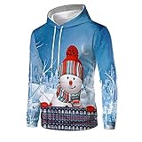 BUZHIDAO Weihnachtspullover Herren Jumper 3D Gedruckter Weihnachtsmann Pullover Sweatshirt Lustige Weihnachtspullover Druck Christmas Sweater Herbst Winter GüNstige Kapuzenpulli Ob