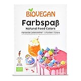 Biovegan Bio Farbspaß, bunte färbende Lebensmittel, Lebensmittelfarbe Pulver für Dekoration von Kuchen, Torten und Muffins, vegan und glutenfrei (6 Farben)