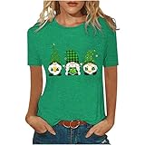 yiouyisheng Tshirt Damen St. Patrick's Day Printed Kurzarm Rundhals T-Shirt Casual Top, Frauen Teenager Mädchen Tee Shirt Bluse Oberteile Basic Tops für Party Täglich Street, Grü