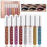 Gireatick 8pcs Liquid Glitter Eyeliner Set, 8 Farben Shimmer Sparkling Silver Metallic Colorful Eyeliner Kit, Langanhaltender wasserdichter Shimmer Sparkling L