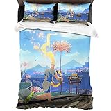 Ring Fit Adventure Kinder Bettwäsche,Mikrofaser Bettwäsche-Sets,Mit Reißverschluss 3-teilig Bettbezug,Spielfans Kopfkissenbezug (Ring3, Single 155x220)