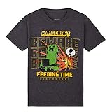 Minecraft Jungen Tshirt, Kinder Tshirt Jungen und Teenager, Creeper Design, Gamer Geschenk, 104-170 (Dunkelgrau, 7-8 Jahren, 7_Years)