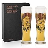 Ritzenhoff Black Label Weizenbierglas-Set von Tobias Tietchen (Stag & Fox), aus Kristallglas, 669 ml, mit 3 Kleb