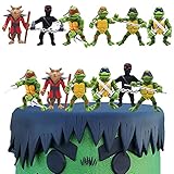 MEZHEN Tortendeko für Ninja Turtle Geburtstag Kuchen Deko Tortenfiguren Ninja Kuchendeko Figuren Cake Topper Geburtstagsdeko Geburtstagsparty Deko Kindergeburtstag 6 Stück