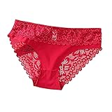 Dasongff Unterwäsche Damen Slips Sexy Lace Slips Hipster Bequeme Panties Unterhose Mid Rise Eisseide Unterwäsche Tangas Aushöhlen Unterhosen Atmungsaktive Slips Höschen Taillenslip