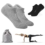 Tusscle Yoga Socken für Damen, Stoppersocken Damen abs Socken Ideal Yoga Zubehör, haussocken für Pilates, Tanz, Barre, Fitness & Trampolin [2 Paar EU35-41 ]