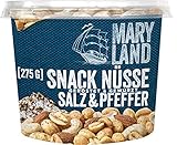 Maryland Snack-Nüsse Salz-Pfeffer Nussmischung Nussmix Becher Snack geröstet gewürzt gesalzen vegan, 275g