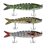Bass Angelköder Hard Swimbaits Pro Fish Baits Tackle 3 Pcs Set 8 Segmente Multi Joint Slow Sink #6 Treble Hook Lifelike 3D Eyes Jerkbait, Crankbait, Spinbait, Bass Swim Bait, Comb