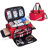 Trunab Tasche Medizinische Leer Rot, Erste-Hilfe-Tasche Professionelle Arzttasche Große Kapazität mit Interior Division Board und Rutschfestem Boden, Home Nurse Case Krankenschw