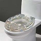 Toilettensitz mit Absenkautomatik für Badezimmer, automatisch absenkbarer Toilettendeckel aus Harz, mit Top-Fix und S
