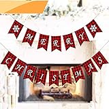 Dulabei Frohe Weihnachten Banner mit Zwei Schneeflocken Flaggen - Plaid Banner Dekoration für Kamin Wand Baum Weihnachtsdekoration Christmas B