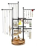 ZKDY Schmuckkästchen Schmuckständer Stand Organizer Höhe Verstellbare 3-Stufe rotierende Ohrringe Halterung for Schmuck Halsketten Armbänder und Ringe Aufbewahrungsbox für Schmuck