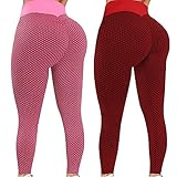 Damen Bootcut Yogahose High Waist Honeycomb Leggings Schnelltrocknend Fitnesshose Sport Fitness Lang Hose Blickdicht Elastische Leggins Jogginghose Pants für Training Gy