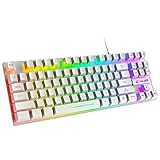 Gaming-Tastatur mit USB-Anschluss, 87 Tasten, RGB-LED-Hintergrundbeleuchtung, 13 Lichteffekte, mechanisches Gefühl, wasserdicht, ergonomisch, 16 Tasten, PC-Gaming-Tastatur, kompatibel mit PC, Bü