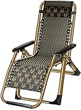 KAUTO Liegestuhl Rattanstuhl Patio Sun Lounge Chair Folding Zero Gravity Chair mit Verstellbarer Rückenlehne, für Camping Indoor-Büro Sonnendeck Hinterhof S