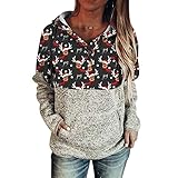 Damen Hoodie Kapuzenpullover Für Frauen Weihnachtsdruck Party Weihnachtliche Frohe Elch Sweatshirts Lose Casual Langarm Pullover Langarmshirt Mit Kapuze Outerwear Vintage Oversized Sportbekleidung