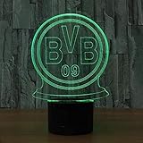 LED Nachtlicht BVB Abzeichen Geschenke Toy Decor 3D Illusionslampe 7 Farben Touch Control USB Powered Party Dekoration Lampe 3D Visuelle Lampe für Wohnkultur Weihnachten Geburtstagsgeschenk