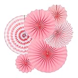 KroY PecoeD Papier Fächer Set, Tissue Papier Fans, Runde Fans Hängende Ekoration für Geburtstagsfeier Abschlussfeier Urlaub Wanddekoration Schwarzes Gold(Rosa)