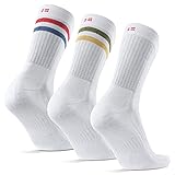 DANISH ENDURANCE Performance Crew Socken, Mehrfarbig Retro (1 x Roter/blauer Streifen, 1 x Weiß, 1 x Grüner/gelber Streifen - 3 Paare, Gr.- EU 39-42