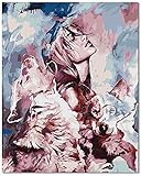 Bougimal Malen Nach Zahlen Erwachsene, Schönes Frau und Wolf Bild mit Rahmen 40 x 50