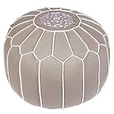 Runder Pouf Sitzpouf aus Baumwolle Chems Grau ø 45cm Rund Ohne Füllung | Sitzkissen Bodenkissen Kissen Orientalisch | Sitzpuff Hocker Sitzhocker Fusshocker bestickt als Orientalische Dek